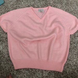isabelle blion sweater vest Pink V Neck Short Sleeve Preppy  Size M
